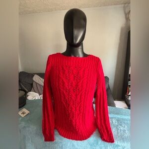 Jones New York Vibrant Red Crew Neck Sweater